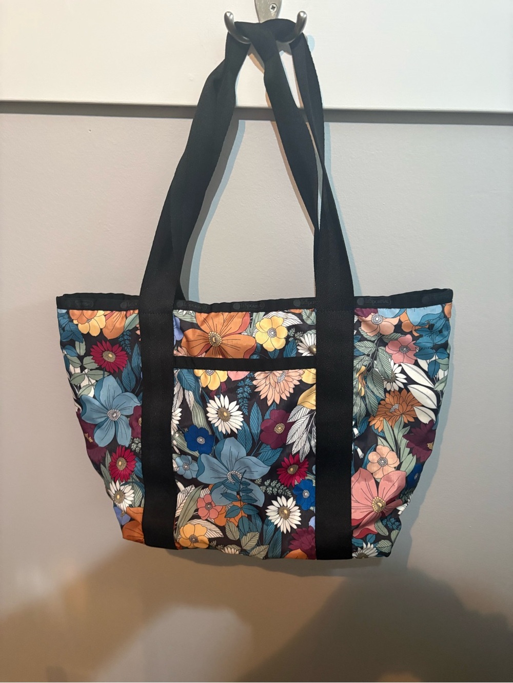 Lesportsac Multicolor Floral Tote with Black Straps